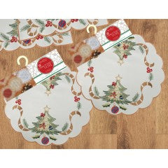 Wholesale Embroidered tree design Holiday Doily