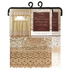 Wholesale crown Cotton lace 3 piece Kitchen Curtain Set
