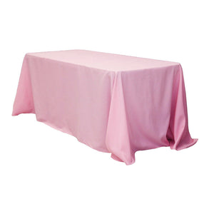 90"x132" Rectangular Pink Oblong Polyester Tablecloth in Wholesale