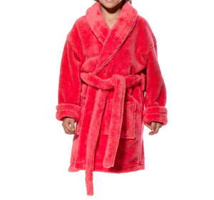Red fleece Shawl Kid's Robe