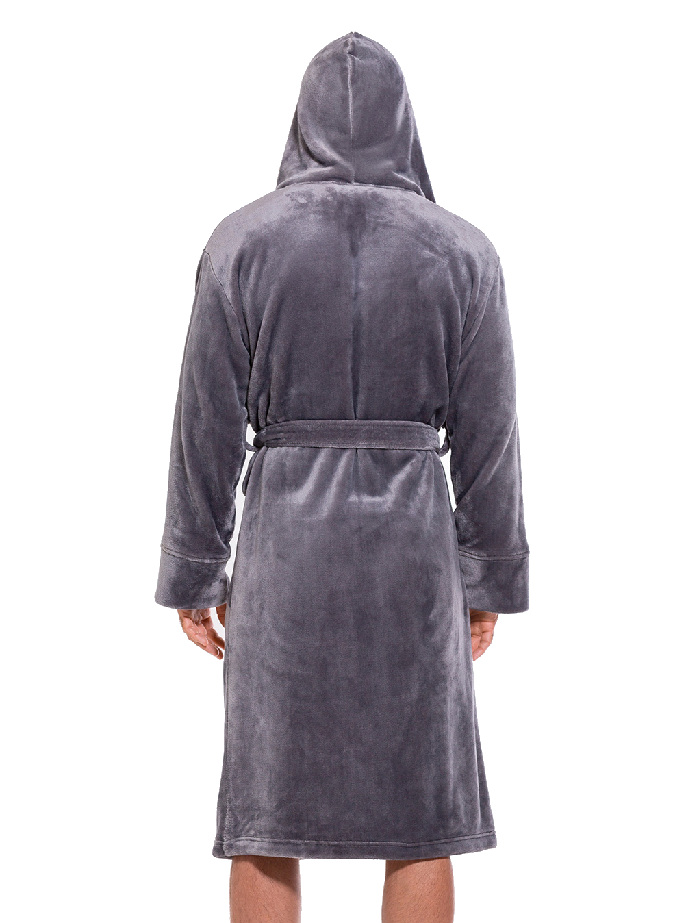 Men Warm Fleece Robe Microfiber Bathrobe Shawl Collar Long Spa Robe  Sleepwear