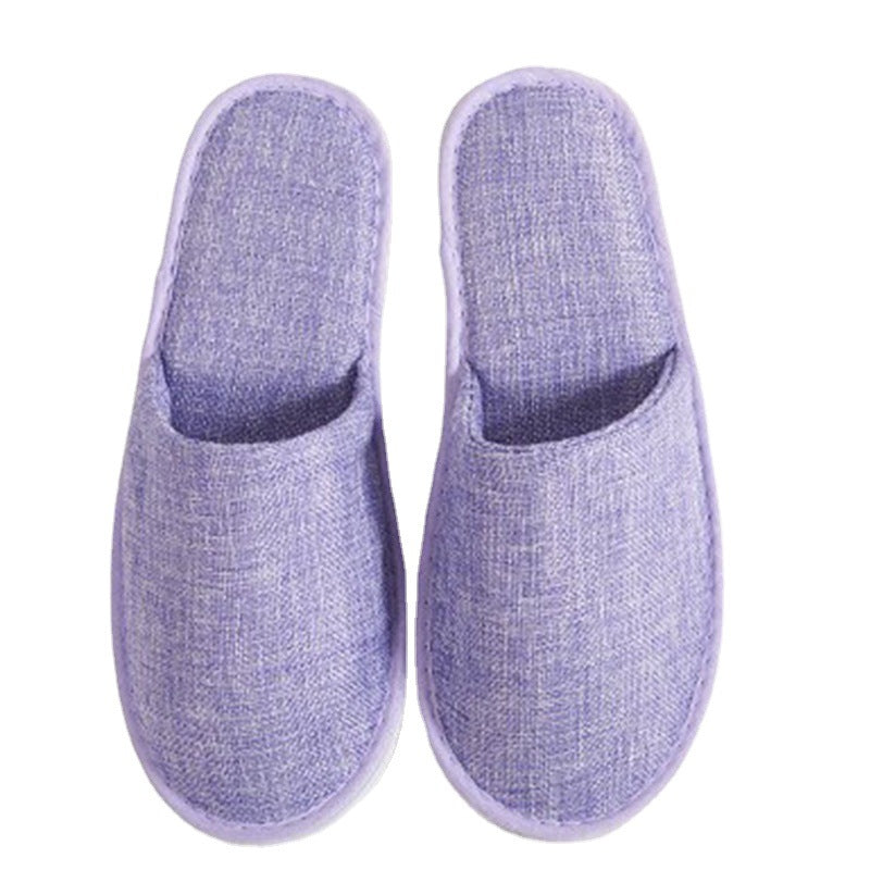 Purple Closed Toe Cotton linen slippers