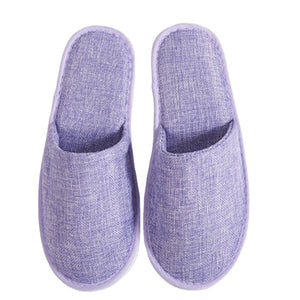 Closed Toe Cotton linen slippers - Purple