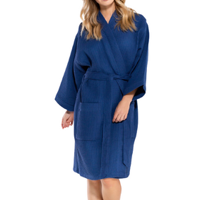 Blue Waffle Kimono Robe