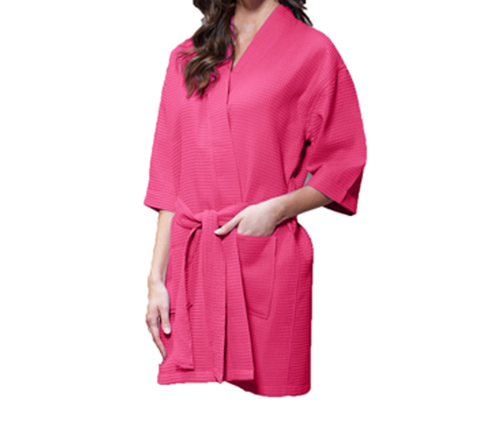 Turkish Linen Waffle Knit Lightweight Kimono Spa & Bath Robes for
