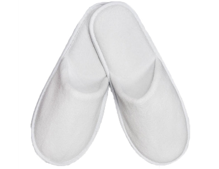 White Closed Toe Adult Velour Slippers