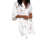 White Jasmine Floral Satin Kimono Short Robe
