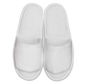 White Open Toe Adult Velour Slippers