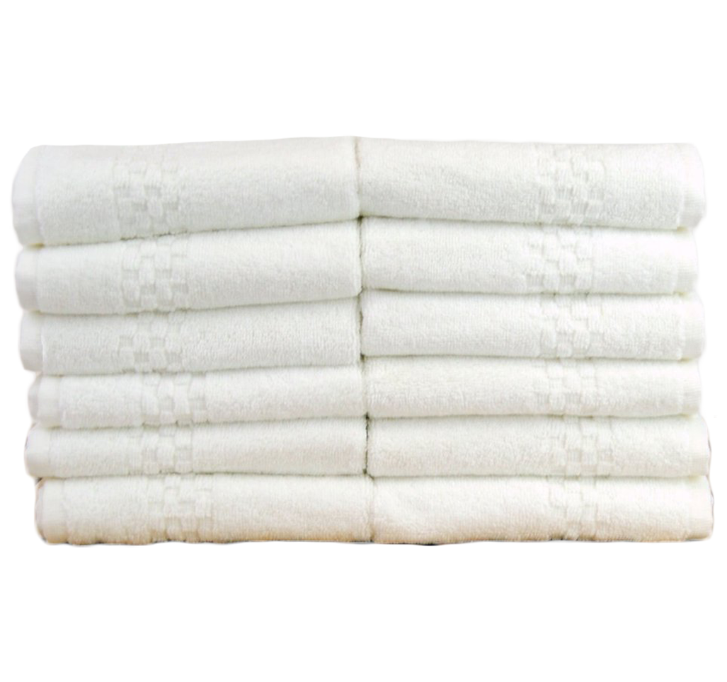 Wholesale Turkish Cotton Checkered Border Washcloth - 12 Pack (Dozen)
