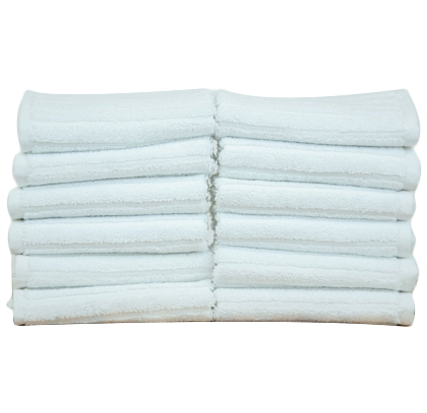 Wholesale Turkish Cotton Striped Border Washcloth - 12 Pack (Dozen)