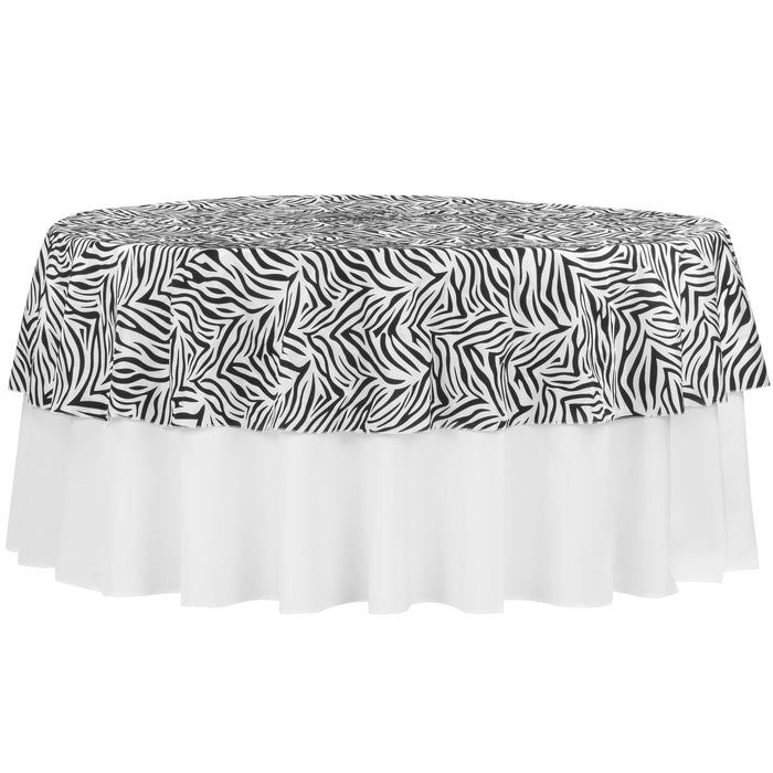 Wholesale 90" Round Zebra Flocking Taffeta Tablecloth/Overlay