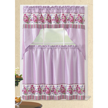 Wholesale Printed Window Curtain Set- Flowers