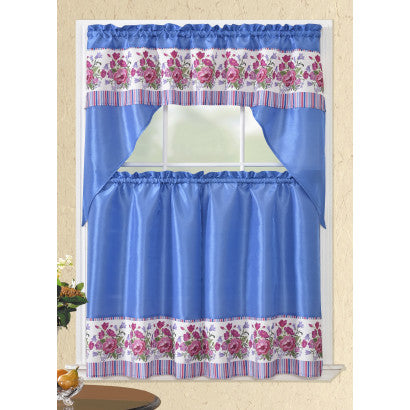 Wholesale Printed Window Curtain Set- Flowers