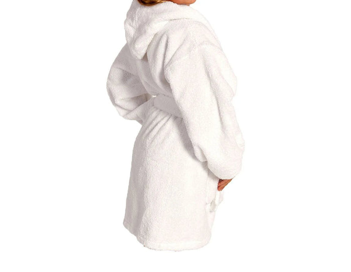 Microfiber Lined Hooded White Kids Robe